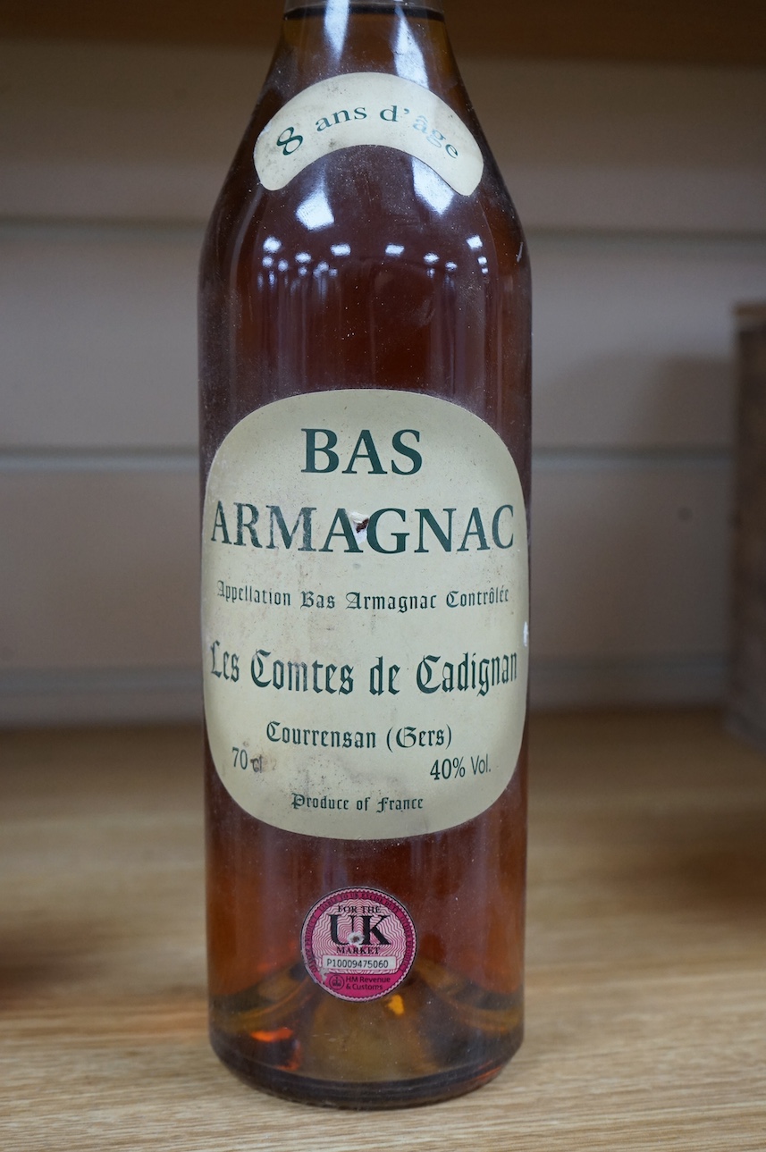 A bottle of Les Comtes De Cadignan Bas Armagnac. Condition - fair, from a local private cellar